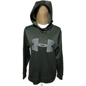 Under Armour Hoodie Sweatshirt Women Medium Green Coldgear Fleece Lined Pullover